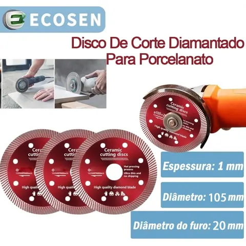 Foto do anúncio: Kit3 Disco de Corte Diamantado Porcelanato 115 mm x 222 mm - 1mm A qualidade Para envio imediato