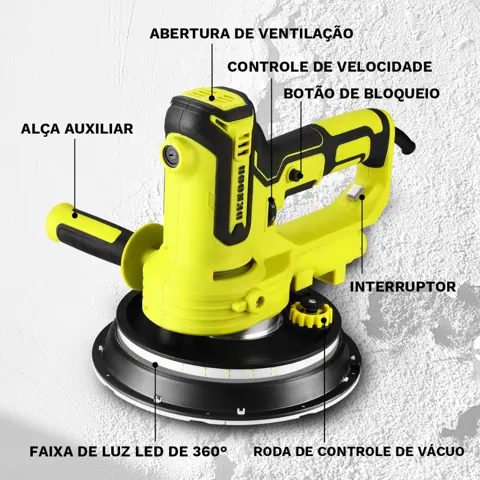 Foto do anúncio: Lixadeira De Parede Profissional Eletrica 1000w Polidor Com Led E Disco Completo DESOON