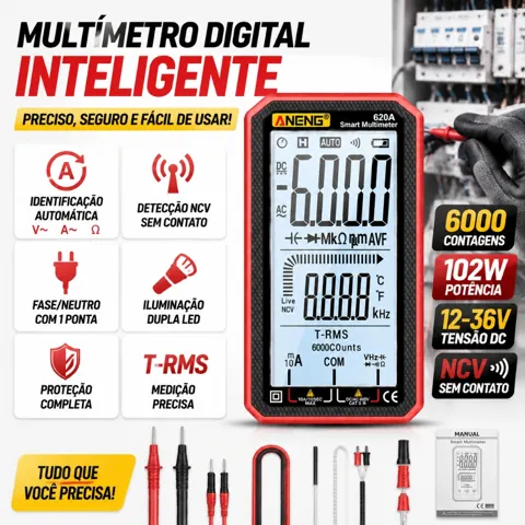 Foto do anúncio: Multímetro digital de alta precisão Multímetro digital Faixa automática 6000 contagens
