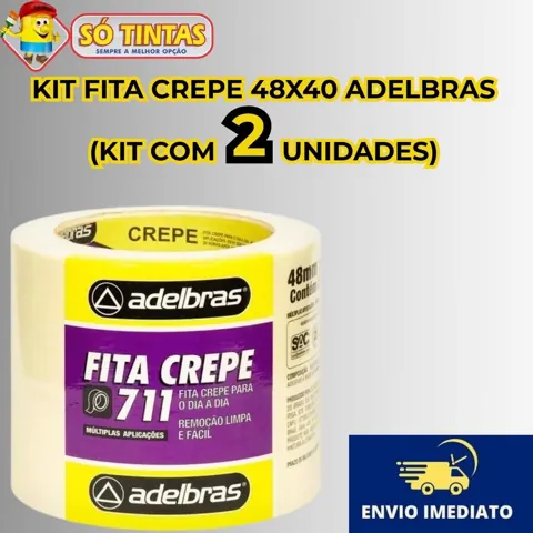 Foto do anúncio: Kit 2 Fita Crepe Adelbras 711 Uso Geral 48mm x 40m – Rolos para Pintura, Artesanato e Uso Escolar