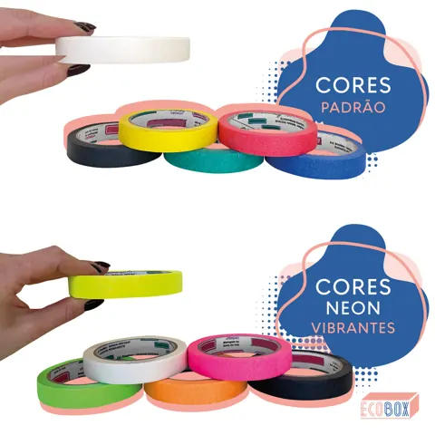 Foto do anúncio: Kit 6 Rolos Fita Crepe Colorida 18mm x 30mts Para Artesanato Escolar Escritório Decoração Festas Marcação Embrulho