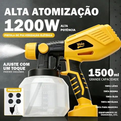 Foto do anúncio: Pistola de Pintura Elétrica Grande, Pistola de Pintura Recarregável Doméstica, 1200W, Pulverizador de Tinta Látex Dedica