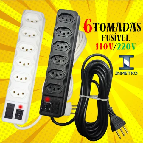 Foto do anúncio: RÉGUA DE TOMADAS MODELO FILTRO DE LINHA FUSÍVEL ANTI CURTO ELÉTRICO EXTENSÃO ELÉTRICA material pvc