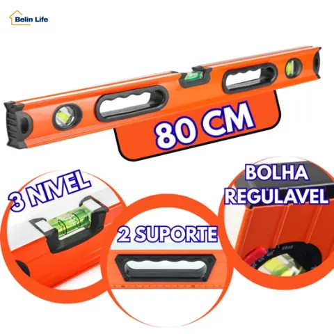 Foto do anúncio: Nível Bolha Alumínio Prumo E Nível Com Imã 30cm/40cm60cm /80cm /100cm 3 Bolhas