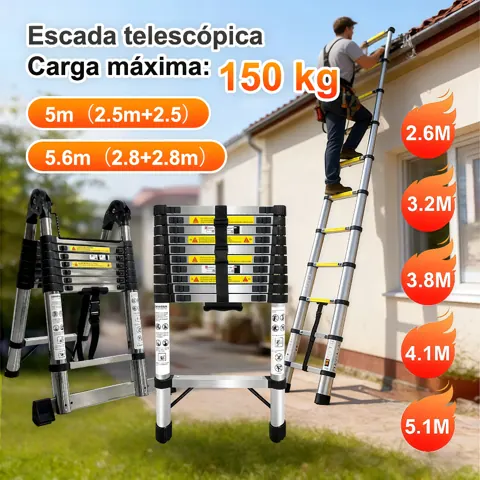 Foto do anúncio: Escadas Retráteis E Escadas Dobráveis 2.6m - 5.1m Extensível Dobrável Multifuncional Profissional
