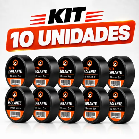 Foto do anúncio: Kit 10 Fita Isolante preta Antichama Profissional Alta Fixação Aderência Elétrica Resistente Fogo
