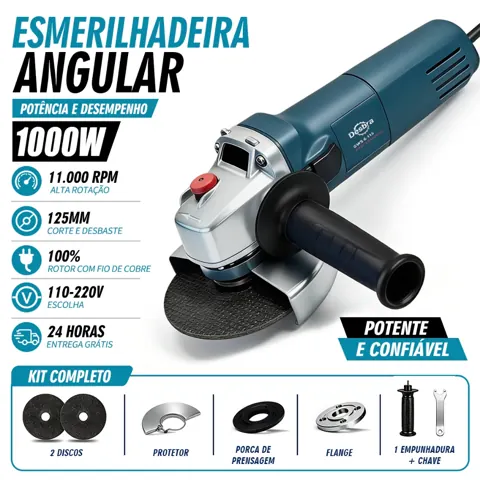 Foto do anúncio: Esmerilhadeira Angular Bivolt 110/220V 11000RPM Kit Multifunção de Alta Performance para Corte Lixagem e Polimento