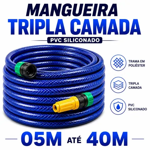 Foto do anúncio: Mangueira Jardim Trançada Azul 7/16 05 a 40 Metros Mangueira Pronta para o Uso - Tripla Camada