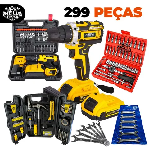 Foto do anúncio: Kit de Ferramentas 299 Peças com Parafusadeira/Furadeira 48V Sem Fio + Jogo de Soquete 46 e Jogo de chave Fixa 6 Peças