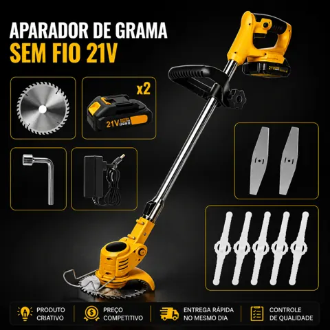 Foto do anúncio: Roçadeira Elétrica/Aparador Cortador De Grama 2000w Bateria de Lítio 21V