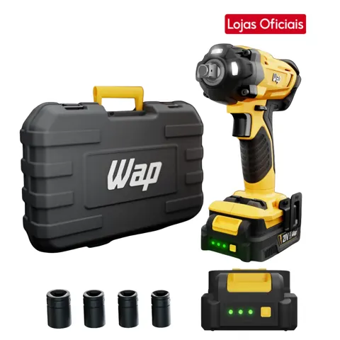 Foto do anúncio: Chave De Impacto Bateria WAP K21 CH02 21V 350Nm 1/2 Pol Com 4 Soquetes Carregador E Maleta 2300 RPM