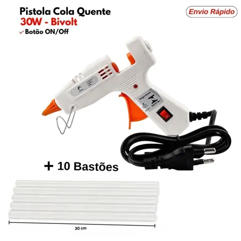 Foto do anúncio: Pistola Cola Quente Pequena Bivolt 30W Branca com Bastão 7mm Envio Rapido