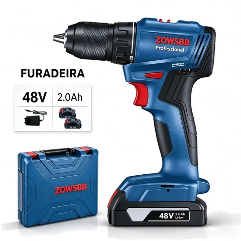Foto do anúncio: Parafusadeira Furadeira de Impacto 48V Bateria Profissional 54Nm Kit Com Maleta e Acessórios