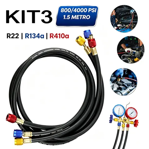 Foto do anúncio: Kit 3 Mangueira Manifold Ar Condicionado R22 R134a R410a 800/4000psi 1/1.5M