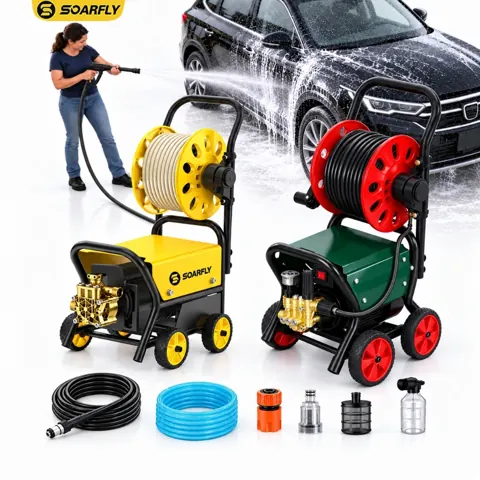 Foto do anúncio: SOARFLY Lavadora Profissional de Alta Pressão 5800W/6800W Com Carretel de Tubo de água