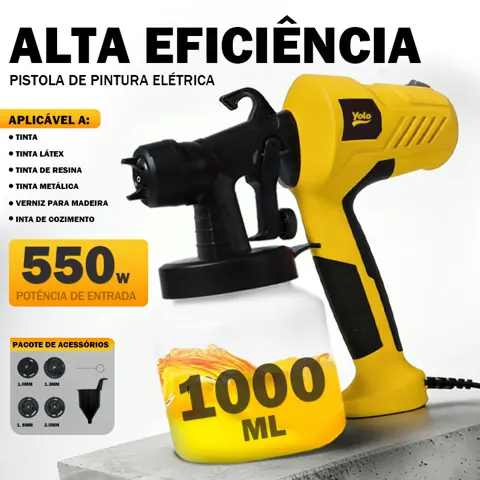 Foto do anúncio: Pistola De Pintura 550W 1000ML Profissional Elétrica Pulverizadora 4 Bicos 3 Regulações 110V/220V