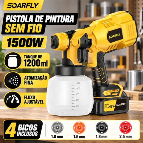 Foto do anúncio: SOARFLY pistola pulverizador tinta portatil 48v duas baterias 1000ML