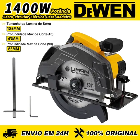 Foto do anúncio: Serra Circular Elétrica Profissional 185mm 1400W 5000rpm para Cortes de Madeiras