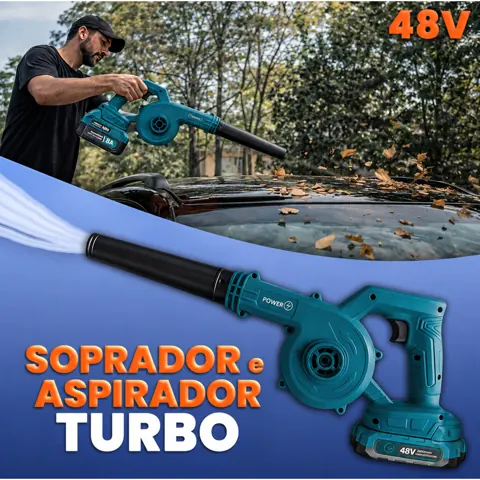 Foto do anúncio: Soprador De Folhas Turbo Elétrico 2 Baterias 48V Bivolt Aspirador
