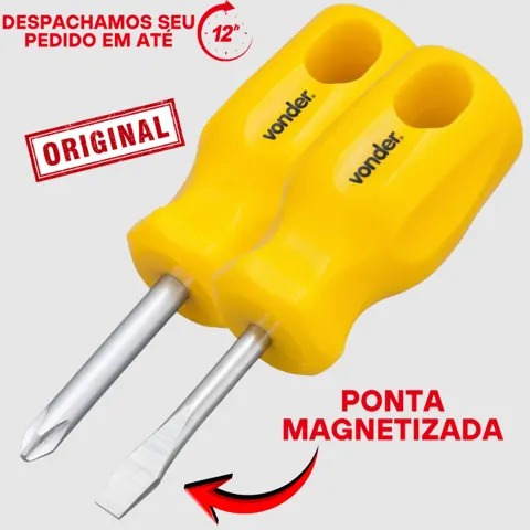 Foto do anúncio: Kit Jogo Chave Fenda E Phillips Toco/Pequena/Curta Vonder Original Profissional com Ponta Magnética