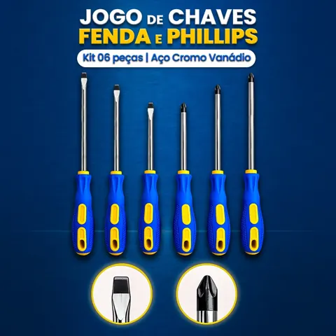 Foto do anúncio: Jogo de Chaves de Fenda e Phillips 6 ou 4 Peças – Aço Cromo Vanádio com Ponta Magnética
