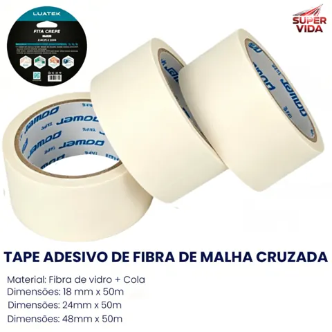 Foto do anúncio: Kit 3 Fita Crepe Adesiva para Pintura 50M-18/24/48MM Resistente Sem Resíduos