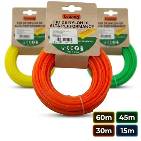 Foto do anúncio: Kit Fio Nylon 3mm Roçadeira Cortador Grama Aparador Resistente 60m 45m 30m 15m Universal Sortido
