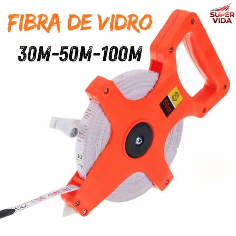 Foto do anúncio: Trena de Fibra de Vidro 30M/50M/100M Resistente à Água e Ferrugem para Construção e Obras