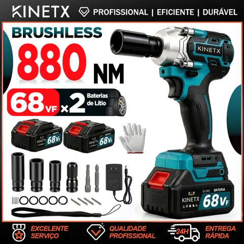 Foto do anúncio: Kit Chave De Impact 880NM 68Vf 2 Baterias 3 em 1 Brushless Furadeira Parafusadeira Eletrica Sem Fio ferramentas