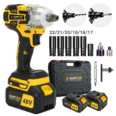 Foto do anúncio: Chave de Impacto 48V Eletrica 450NM Parafusadeira Furadeira Brushless Com Maleta 2 Baterias 48V kit ferramentas completo