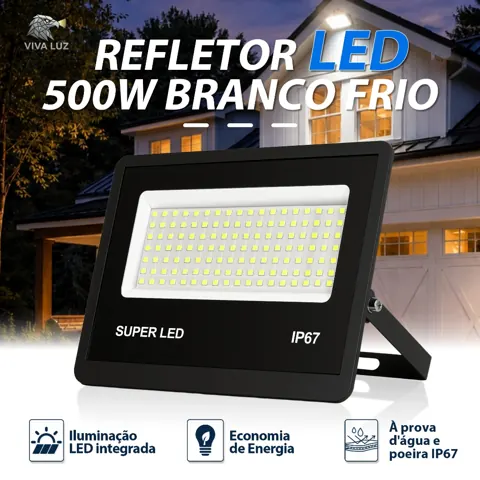 Foto do anúncio: Refletor LED 500W Holofote IP67 Bivolt Branco Frio 6500K Potente à Prova d'Água para Áreas Externas