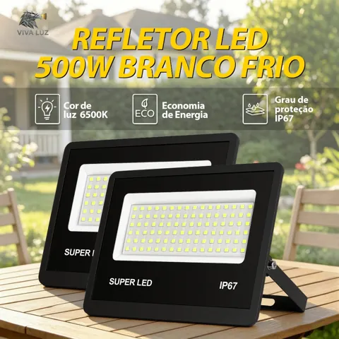 Foto do anúncio: Kit2-6 Refletor LED 500W Holofote Potente Bivolt IP67 Branco Frio 6500K à Prova d'Água Área Externa