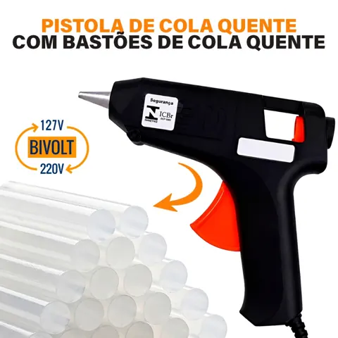 Foto do anúncio: Pistola De Cola Quente Bivolt 10w + 10, 20 ou 30 Bastões De Cola Revolver (110v e 220v) Profissional