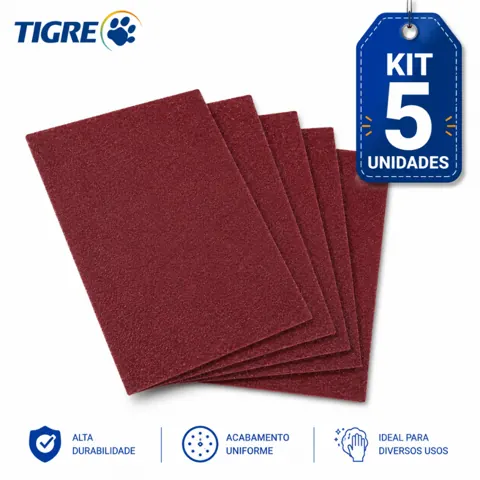Foto do anúncio: Kit 5 Lixas Para Massa Madeira Parede Grão 60 ao 220 Tigre