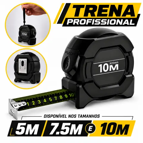 Foto do anúncio: Trena Fita Métrica Profissional de 5/7.5/10 Metros Alta Precisão Aço Inoxidável Com Trava Automática