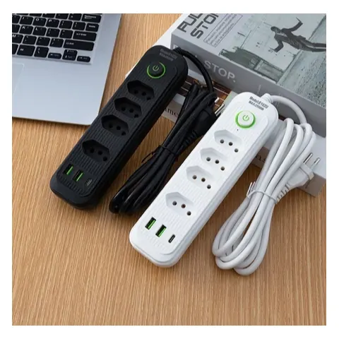 Foto do anúncio: Extensão Régua 4Tomadas e 3Portas USB C Carregamento Rápido Filtro de Linha Segurança Premium