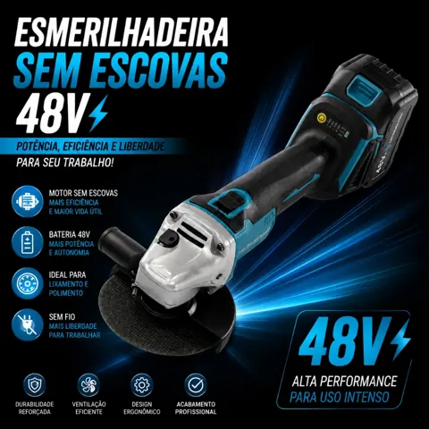Foto do anúncio: Esmerilhadeira 48V Sem Fio Duas Baterias 2em1 Lixa e Polimento Resistente