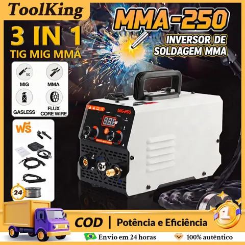 Foto do anúncio: 🚚Envio local🚚 MIG-250 Sem Gás Máquina de Solda Inversor 3 em 1 MIG, MMA e TIG Máquina de Solda Inversora IGBT Portátil