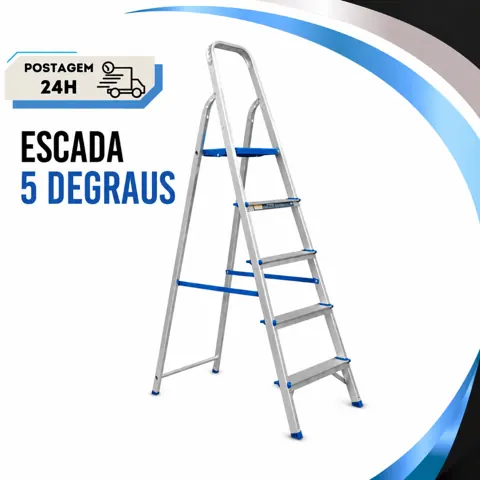 Foto do anúncio: Escada de Alumínio 5 Degraus Reforçada Resistente