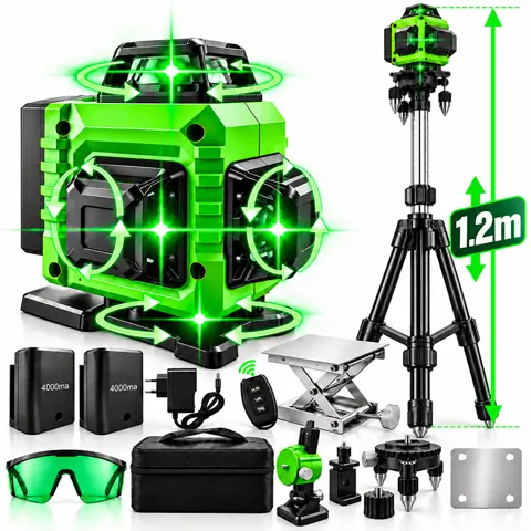 Foto do anúncio: War Shark Nível Laser 16 Linhas Profissional Verde Nível 360° Auto-Nivelante 4D + Tripé 1.2m + 40m + 4000mAh*2