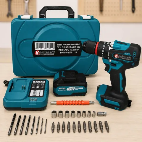 Foto do anúncio: Parafusadeira Furadeira de Impacto 60V Brushless Nakasaki 55Nm Profissional + Maleta