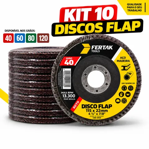 Foto do anúncio: Kit 10 Disco Flap 4.1/2 Lixa Grão 40-60-80-120 Profissonal Alta Durabilidade