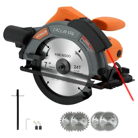Foto do anúncio: Serra Circular Elétrica 1650w 185mmCom Guia Laser e Saída de Exaustão Aitoolzo Laranja