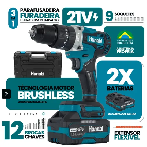 Foto do anúncio: 【Hanabi】Parafusadeira Furadeira de Impacto Brushless 80NM Hanabi sem Fio com 21VProfissional