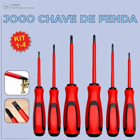 Foto do anúncio: Jogo de Chaves de Fenda Philips Isoladas 6 Peças com Imã Cabo Emborrachado e Ponta Magnética