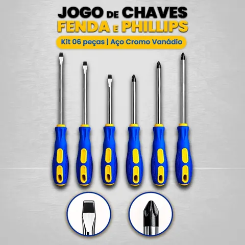 Foto do anúncio: Jogo de Chaves de Fenda e Phillips 6 Peças – Aço Cromo Vanádio com Ponta Magnética