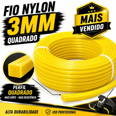Foto do anúncio: Fio Nylon Roçadeira 3mm Quadrado Alta Resistência Universal Profissional 10m 20m 30m 60m