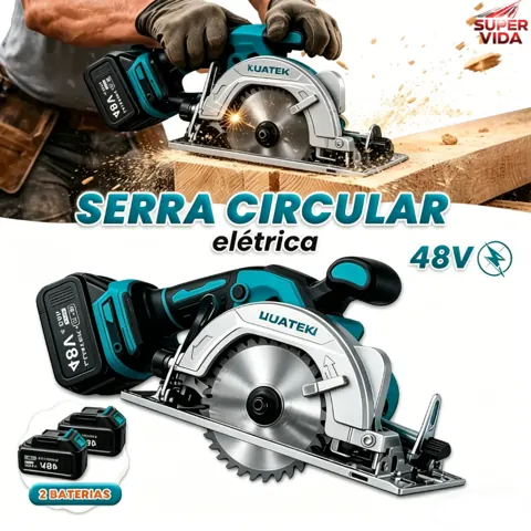 Foto do anúncio: Serra Circular Elétrica Sem Fio 48V 125mm com Bateria para Corte de Madeira 0°-50° Profissional