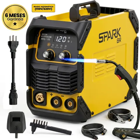 Foto do anúncio: Máquina de Solda Profissional Inversora 120A MIG MMA TIG Lift 3 em 1 Bivolt Sem Gás Spark BR AMG-W02