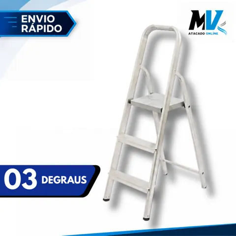 Foto do anúncio: Escada de Alumínio 3 Degraus Reforçada Resistente